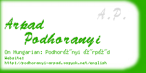 arpad podhoranyi business card